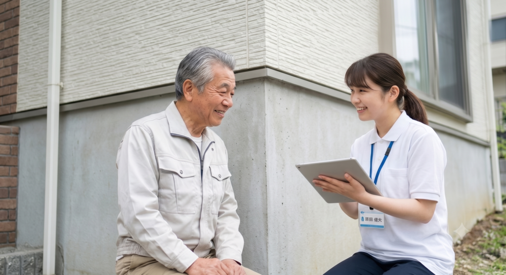 木造住宅の基礎や外壁を点検
